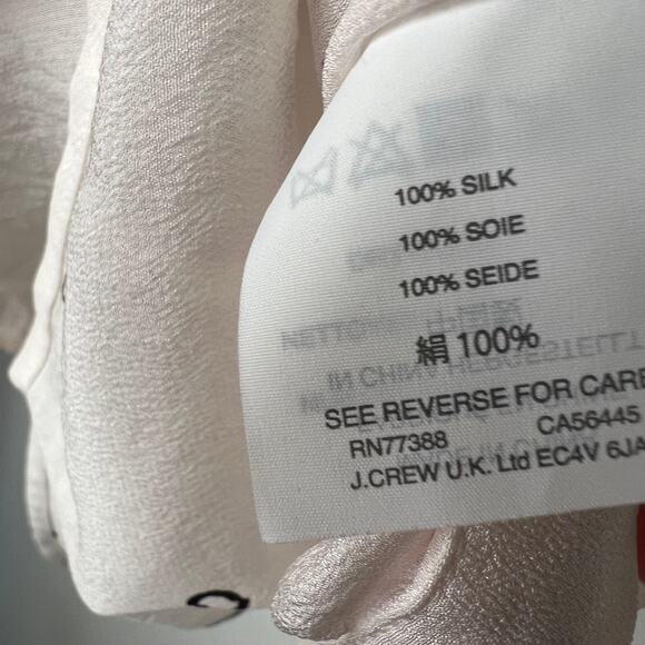 J. Crew Ivory Dot Sheer Silk Long Sleeve Wrap Top Size L - Picture 4 of 7